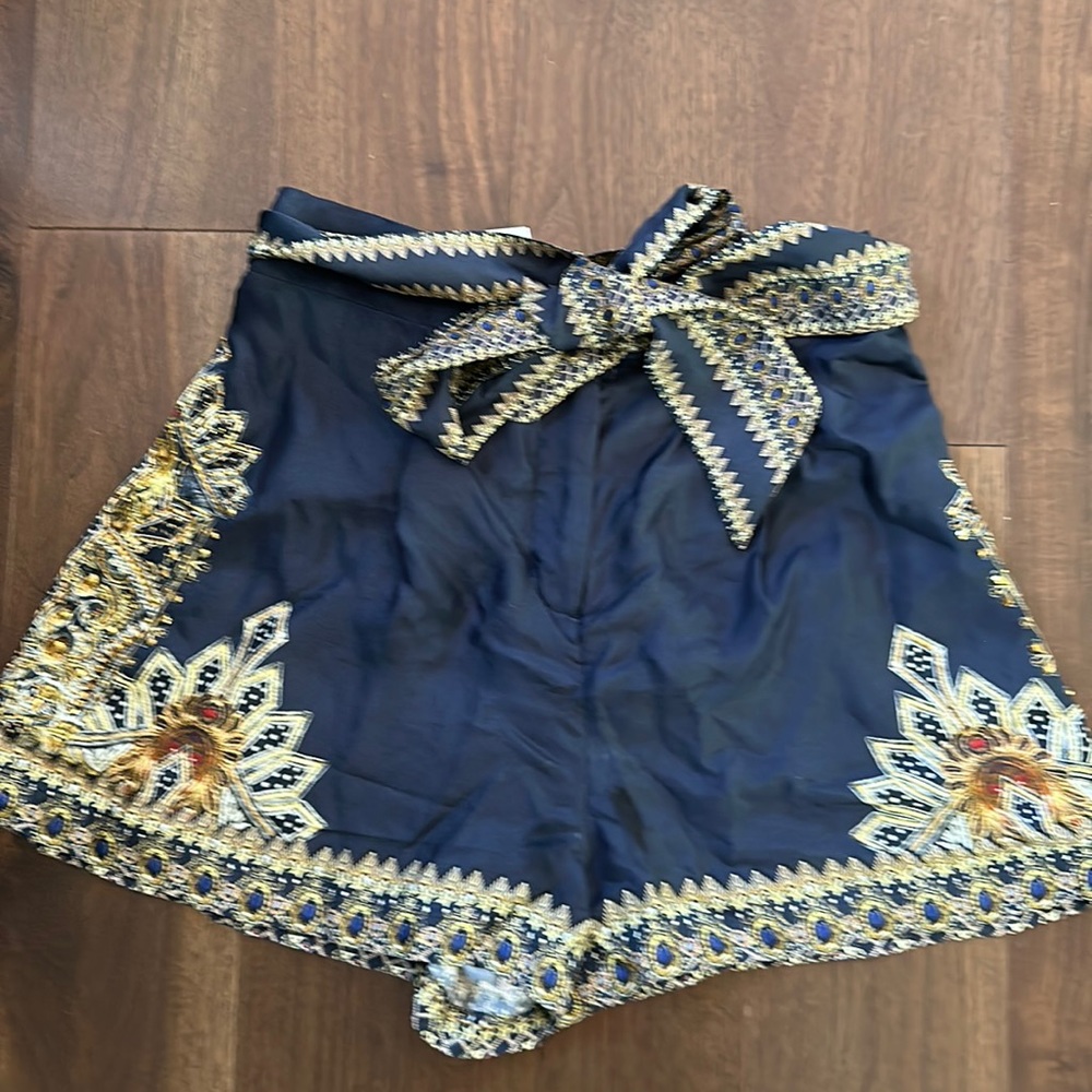 Camilla belted tuck shorts